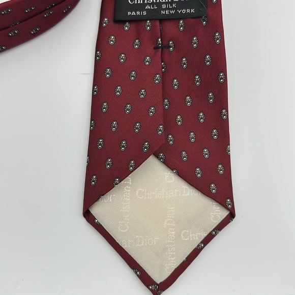 Dior Burgundy and Gray Patterned Tie - Picture 4 of 6